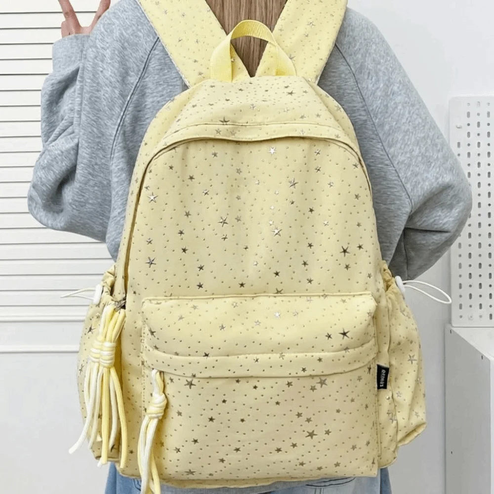 

Oxford Cloth Star Backpack Large Capacity Multi-pockets Student School Bag Korean Style Solid Color Travel Rucksack