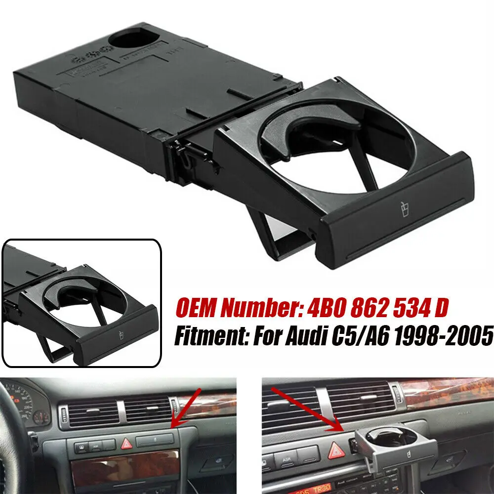 

1pcs Foldable Telescopic Car Cup Holder Drink Holder Cup Tray Bracket For Audi A6 C5 1998-2005 Models A4 1998-2008 Models