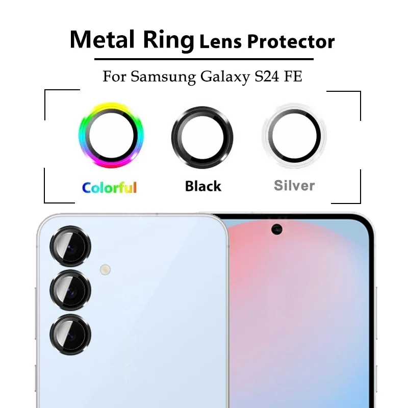 Camera film SumsungS24 FE S24FE Metal Ring Lens Screen Protector Protective Glass for Samsung Galaxy S24 FE 5G GalaxyS24FE 2024