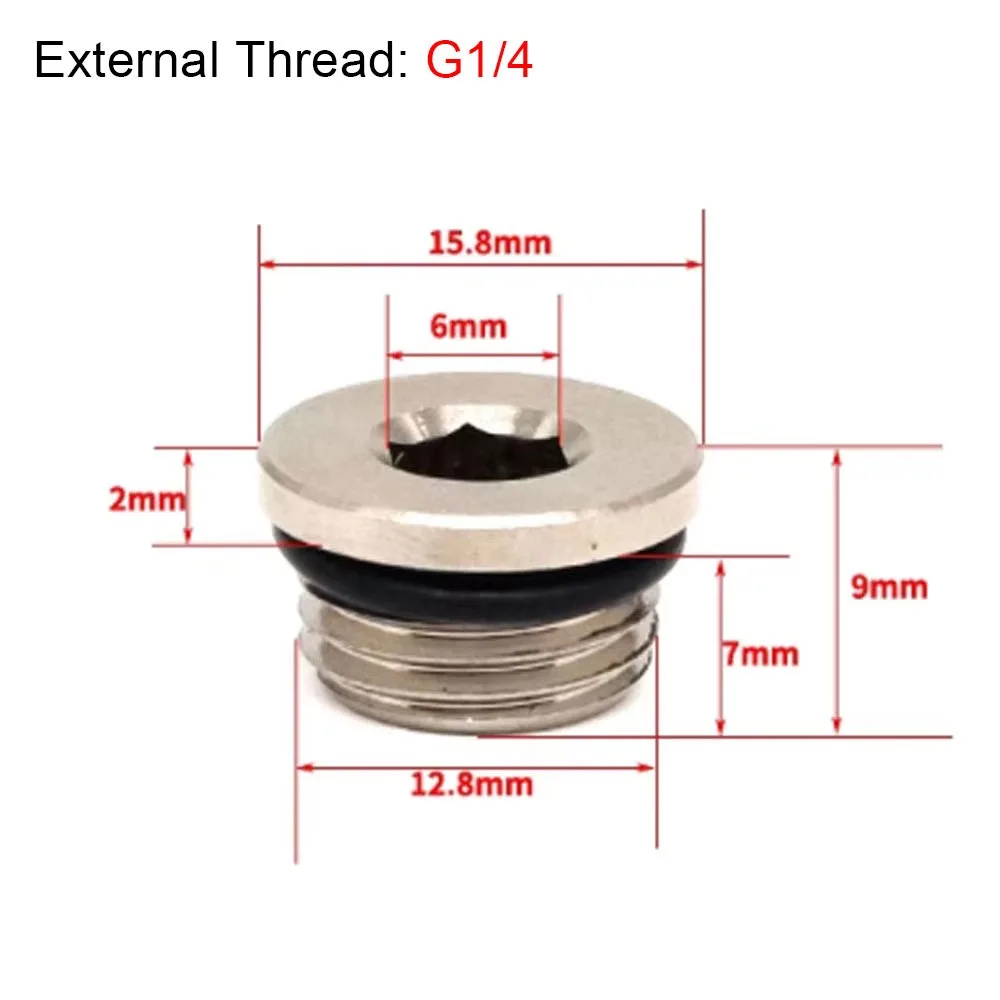 

1Pcs M5 G1/8 G1/4 G3/8 G1/2 Pneumatic Fitting Hexagon Socket Stuffy Head End Cap Plug External Thread Teeth Sealing Ring