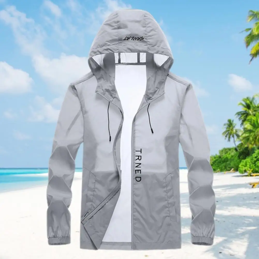 Stylish Sun Protection Jacket Zipper Summer Anti-wrinkle Outdoor Windbreaker for Camping Hiking Fishing Riding