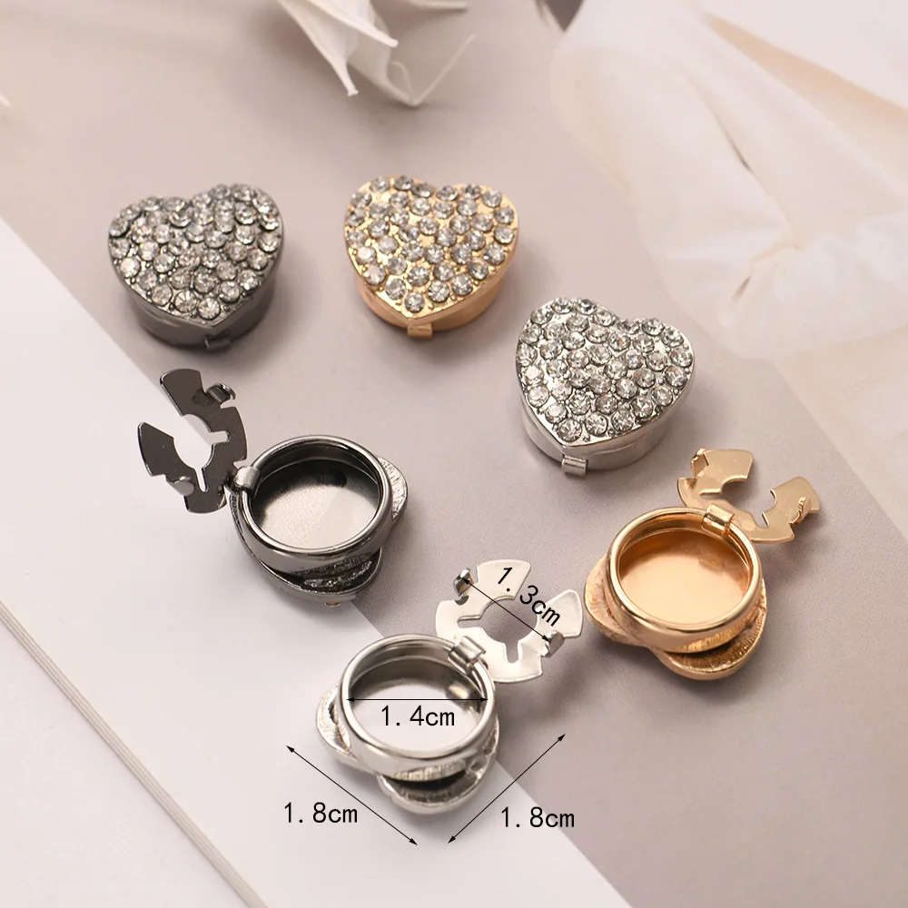 High-end Heart Shaped Rhinestone Cufflinks Women's Shirt Button Temperament Cuff Link-Cap Luxulry Jewelry Gifts