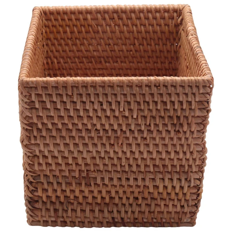 Square Rattan Tissue Box Cover, Hand Woven Wicker Tissue Holder, 5.7 X 5.7 X 5.7 Inches