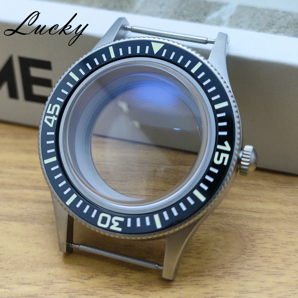 

High Quality 40mm Retro Domed Double Layer Sapphire Coated Blue Film Glass Luminous Ceramics Bezel Fit NH34 NH35 NH36 Watch Case