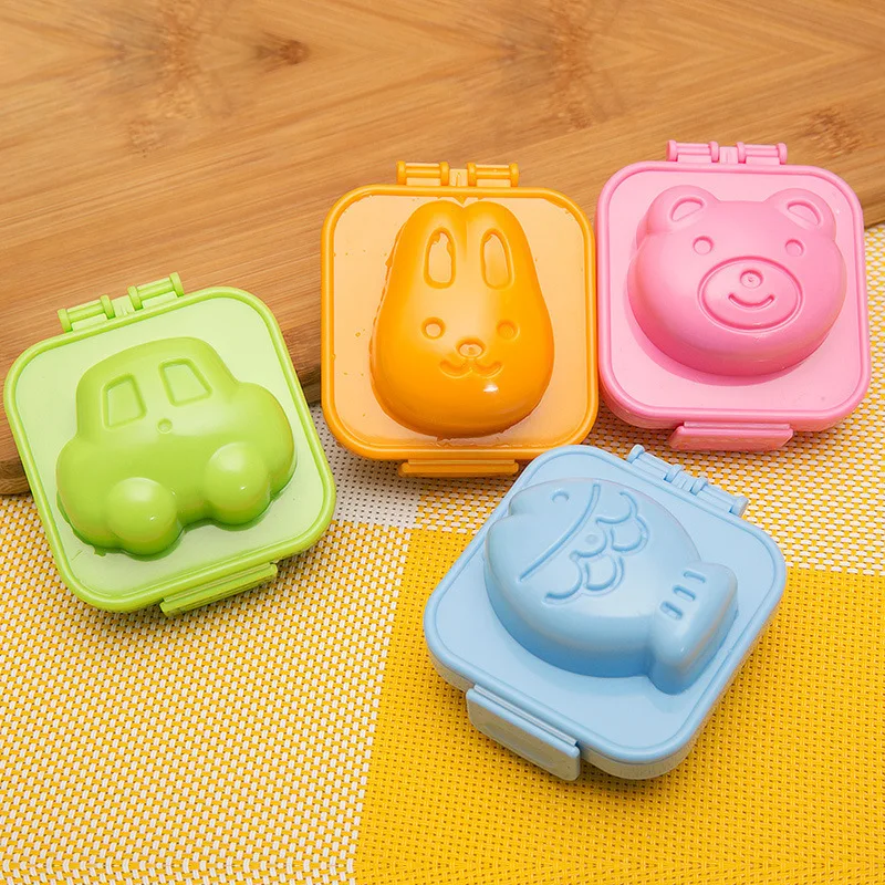 Cartoon Cute Boiled Egg Mold, Carrinho de peixe, Heart Egg Sushi Rice Mold, Decorado Fondant Cake, Ferramenta Suplementar de Almoço Infantil