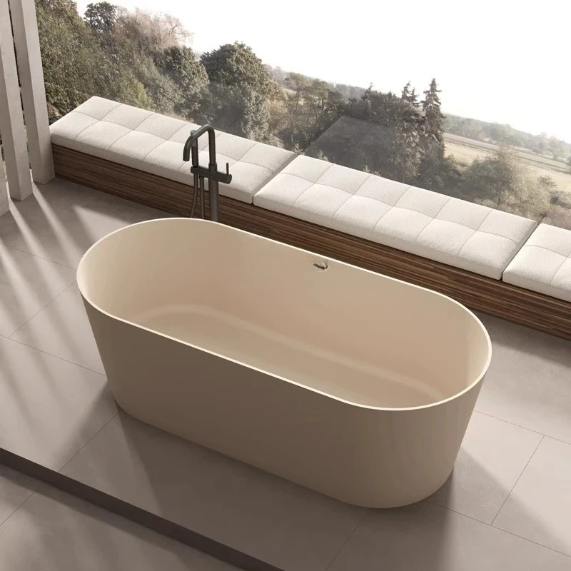

Integrated bathtub Double hotel home free-standing artificial stone oval bathtub