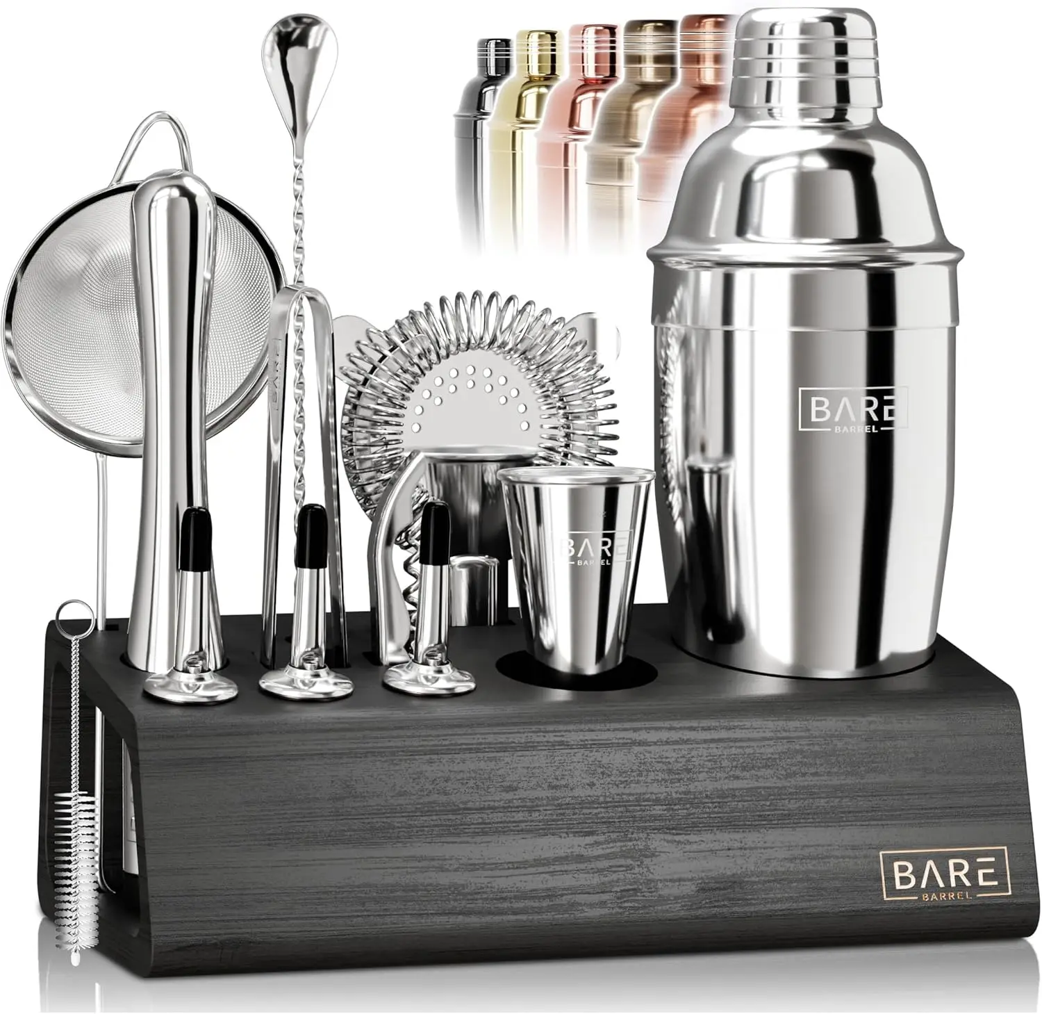 

14-Piece Cocktail Shaker Set for Home Bartending, Stainless Steel Mixology Kit with Bamboo Organizer & 35 Recipe Cards, Gift for
