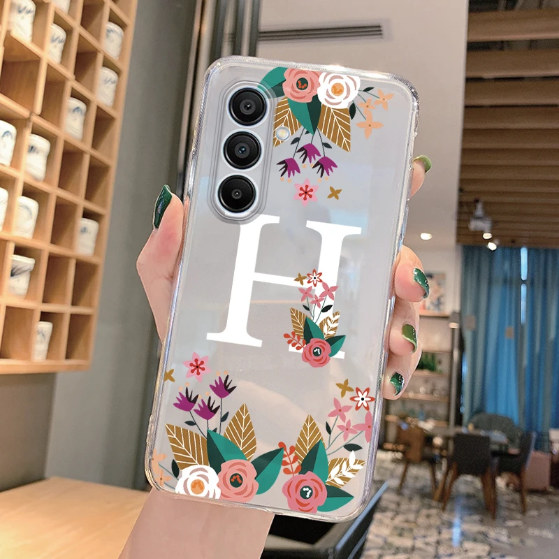 For Samsung Galaxy A15 4G A15 5G Phone Case Art Flower Letter Fashion A B C For Samsung Galaxy A15 Shockproof Transparent Shells