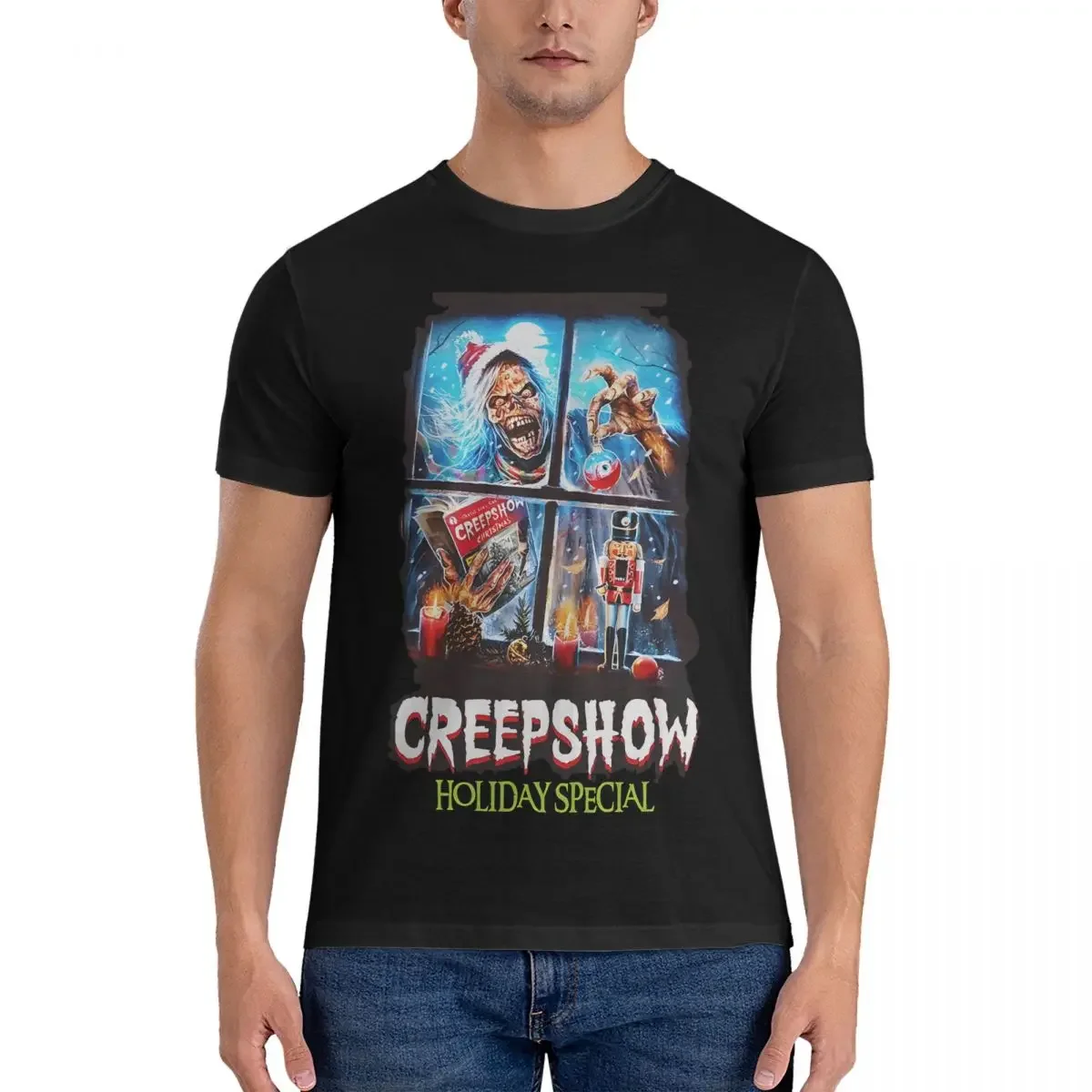 Creepshow Holiday Special Men's T Shirts Creepshow Vintage Tees Short Sleeve Round Collar T-Shirts Cotton Classic Clothes