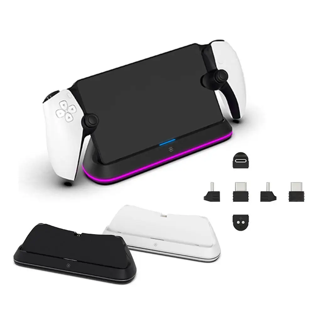 For PlayStation Portal Handheld Charging Dock For PS5 Streaming Dock Charger Stand With RGB Light And USB C Charging Cable S4H7