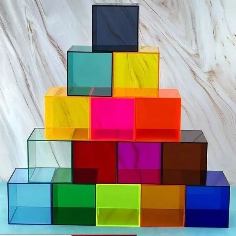 Picture 3: Colorful Five-Sided Acrylic Display Case, Supermarket Translucent Display Stand, Candy Storage Box, Square Shooting Background
