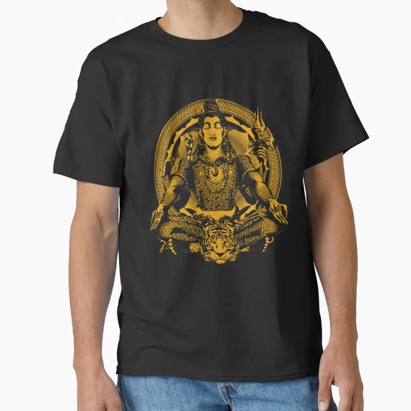 

Hindu God Lord Shiva on a Tiger Yoga Mandala vintage Gift t shirt for man Large size Tops S-6XL 100% cotton Clothes