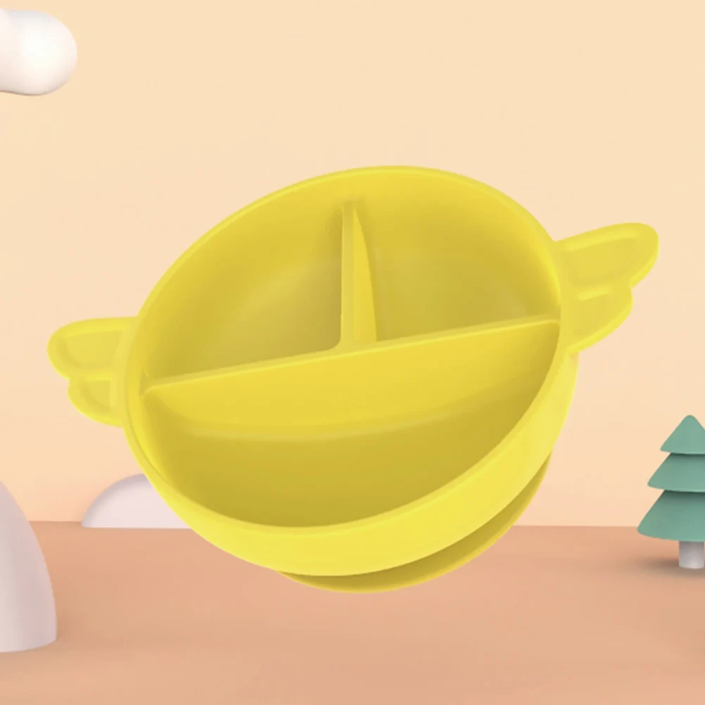

1pc Baby Feeding Silicone Compartment Bowl With Suction Base Infant Tableware Microwave Freezer Safe Baby Food Plate Soup Rice