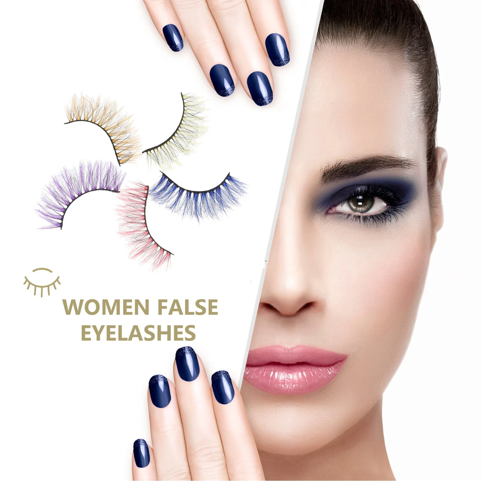 5 szt. Sztuczne rzęsy ręcznie robione, gęste, do noszenia przez kobiety, urocze, wielokrotnego użytku, łatwe w aplikacji i usuwaniu, na specjalne okazje.