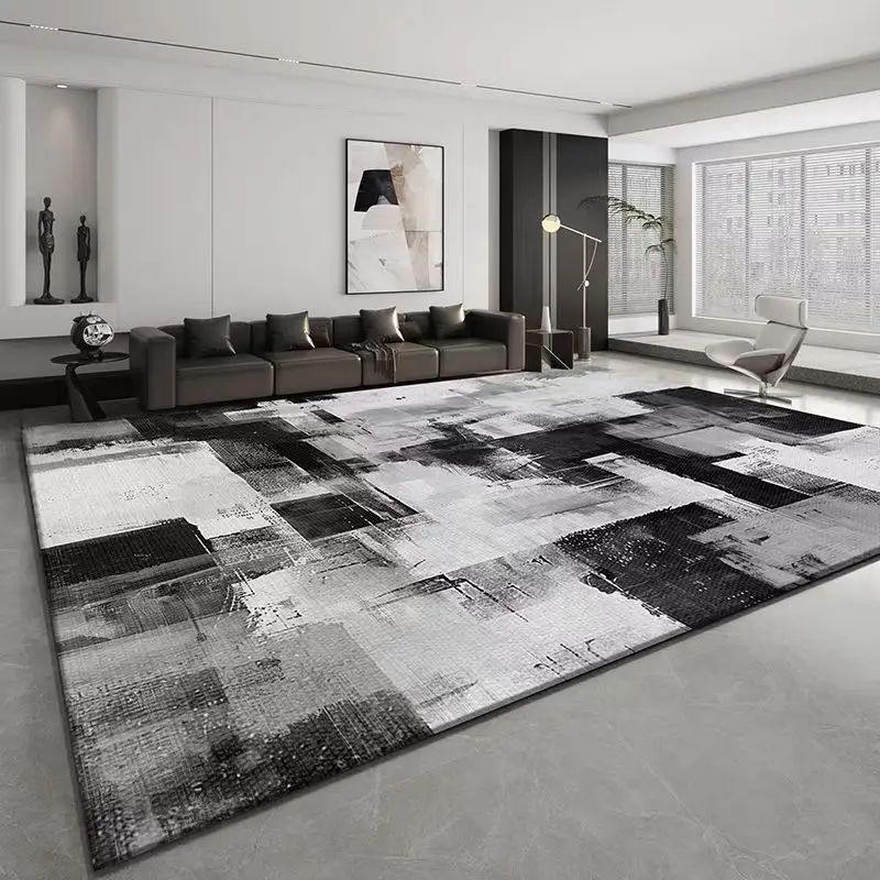 Modern Simple Style Grey Decorative Rug for Living Room Soft Antiskid Foldable Study Rug Easy Clean Washable Coffee Tables Mat