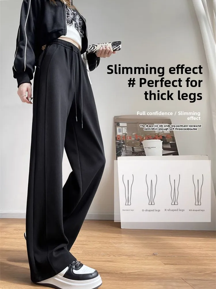 Spodnie z szerokimi nogawkami Thiened Fce, damskie sportowe spodnie o prostym kroju, jesienno-zimowe, codzienne, z wysokim stanem, z włókna poliestrowego, odporne...