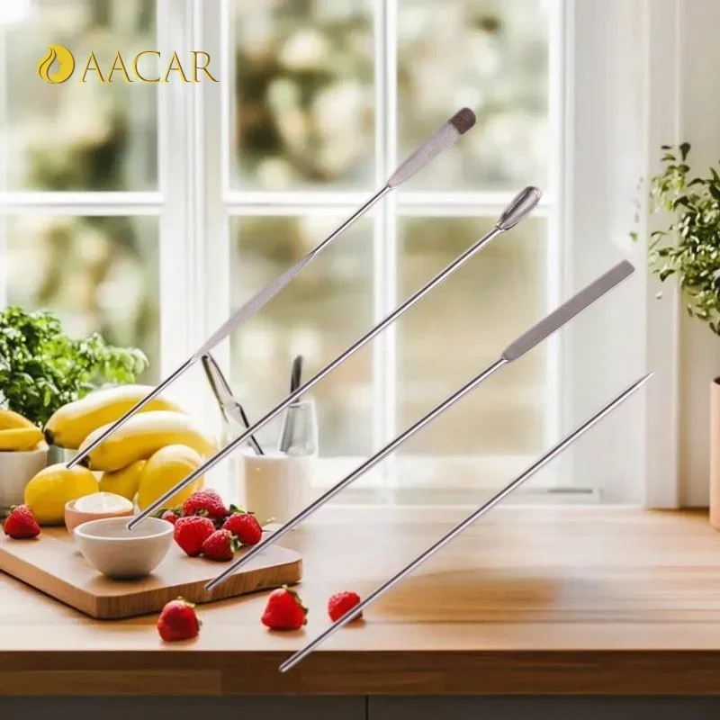 4 Uds. Herramienta de varilla agitadora de acero inoxidable para decoración de uñas, cuchara para esmalte de Gel líquido en polvo, espátula, herramienta para mezclar bases para salón y hogar