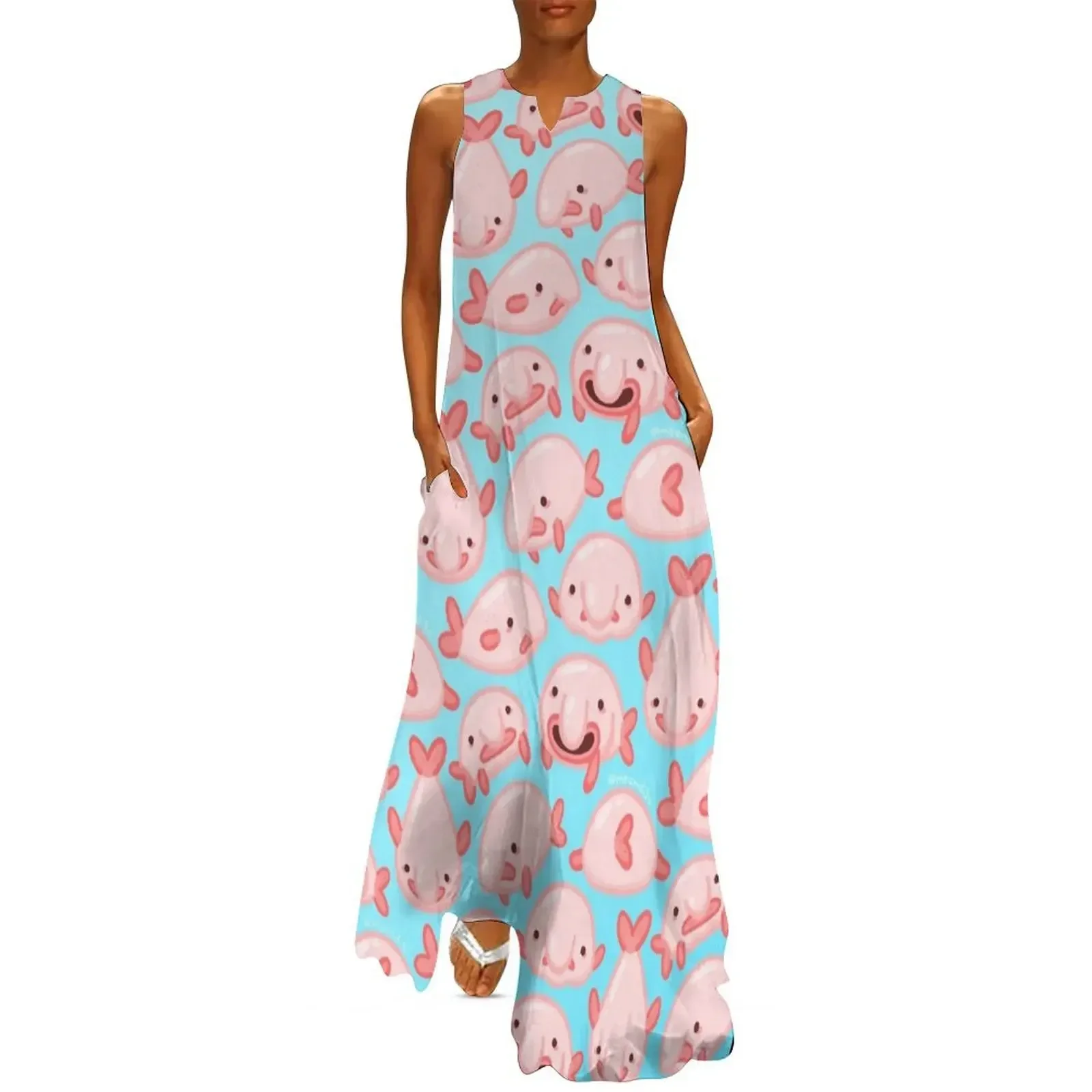 

Blobfish Pattern Long Dress Women's evening dress Women's dresses summer dress korean women Cocktail of dresses