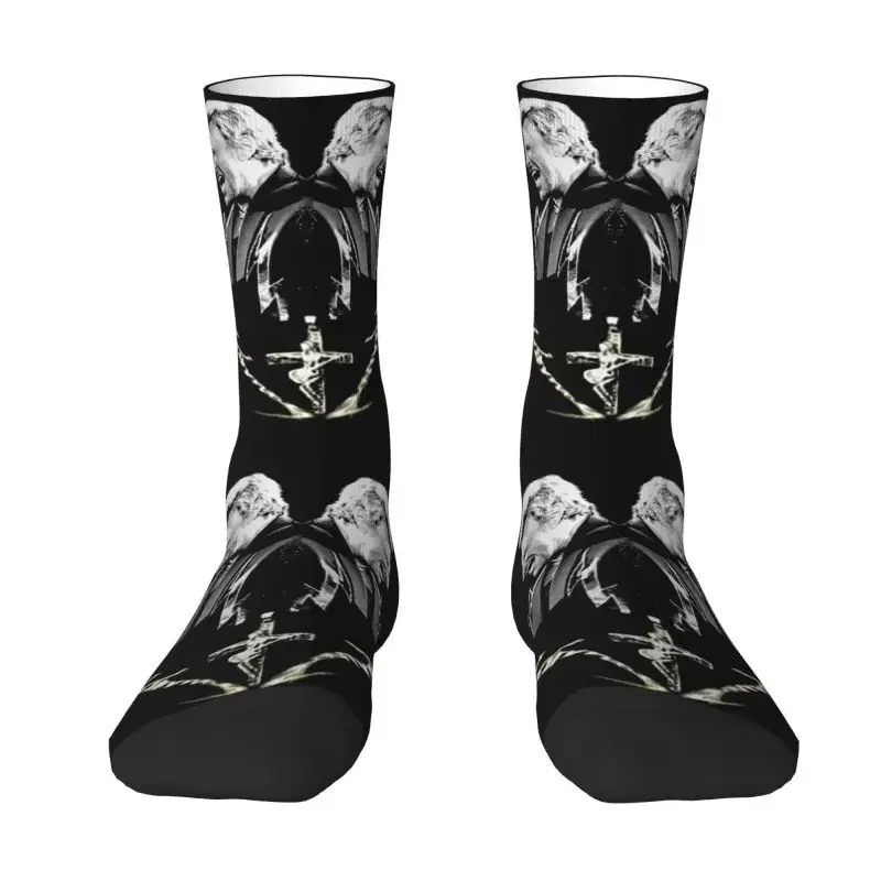 Cute Print Hallyday Rock Music Socks for Men Women Stretch Summer Autumn Winter French Singer Crew Socks