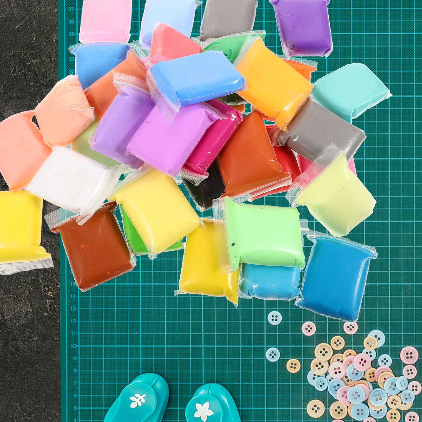 1 ensemble de bricolage Kit polymère coloré modélisation sèche pour enfants adolescents, ensemble d'artisanat en argile légère, cadeau de jeu artisanal,