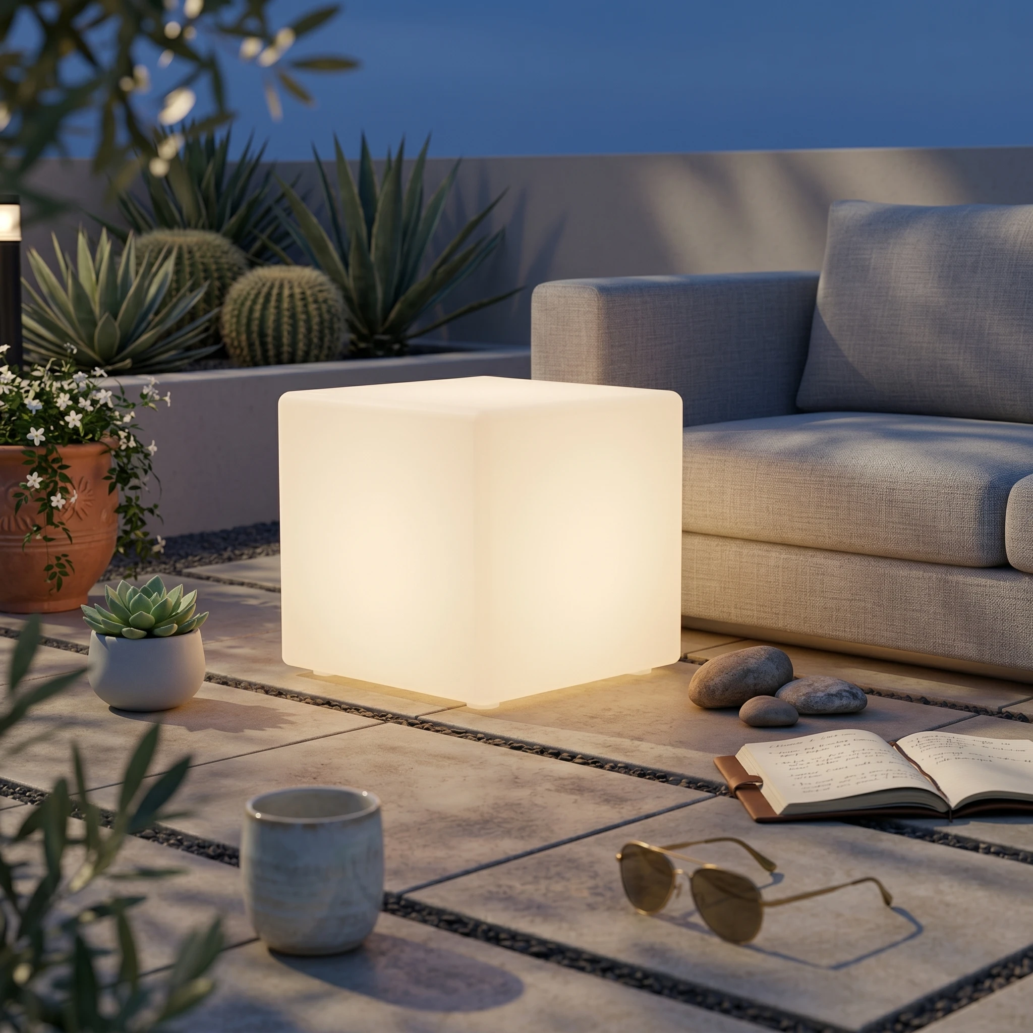 LED Cube Stool Waterproof LED Cube Lamp Illuminate Stool 16 Colors Decor Item Wireless Controller Control for Outdoor, Patio