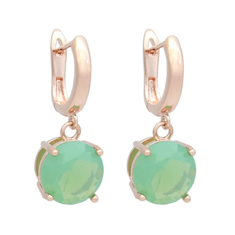 SHENJIANG New Fashion Classic 585 Rose Gold Color Round White Opal Dangle Earrings For Women Wedding Party Simple Trendy Jewelry