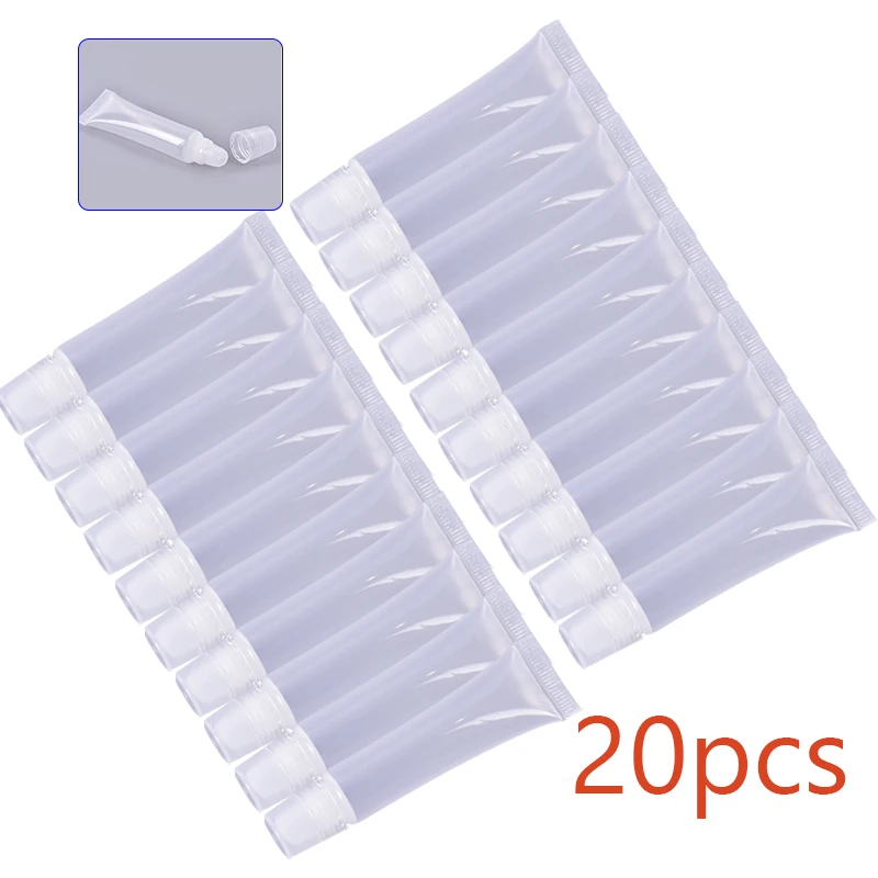 20 Stück 8ml Leere Lippenstift-Tuben Lippenbalsam-Soft-Tubes Make-up Quetschbare Klare Lipgloss-Behälter