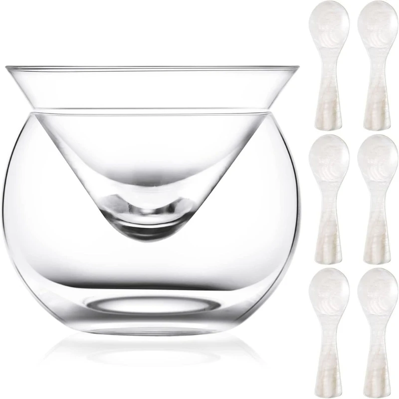 Kaviar-Serviertablett aus Glas, hitzebeständig, kältebeständig für optimale Kaviarkonservierung, 3 x – Detail 1