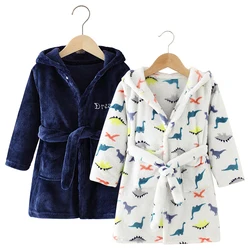 Cute Cartoon Fleece Hooded Kids Bathing Robes for Boys and Girls Soft and Warm Children's Sleepwear for Autumn Winter and Spring