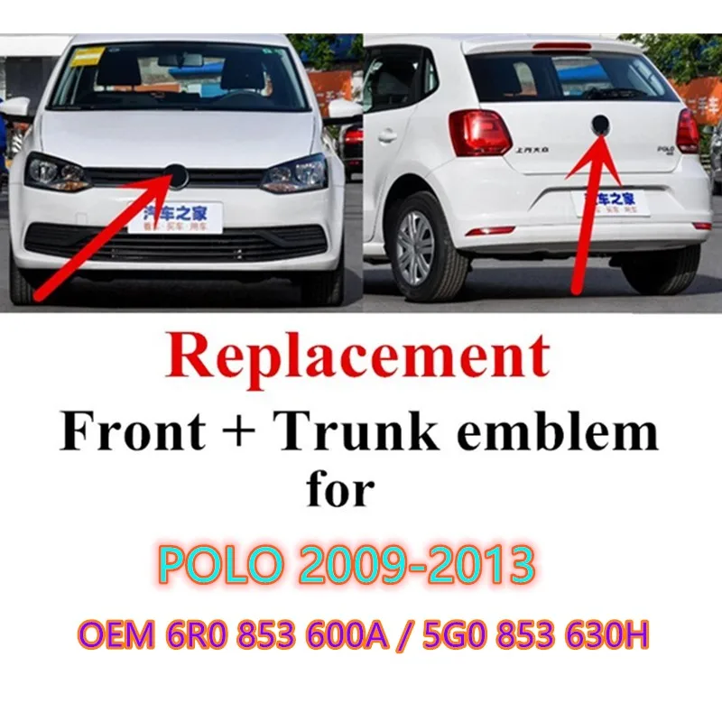 Pieza de repuesto delantera y trasera para Tiguan Jetta Polo T5 T6 scirocco Caddy, emblema de rejilla delantera, emblema de tapa de maletero trasero, 2 uds.