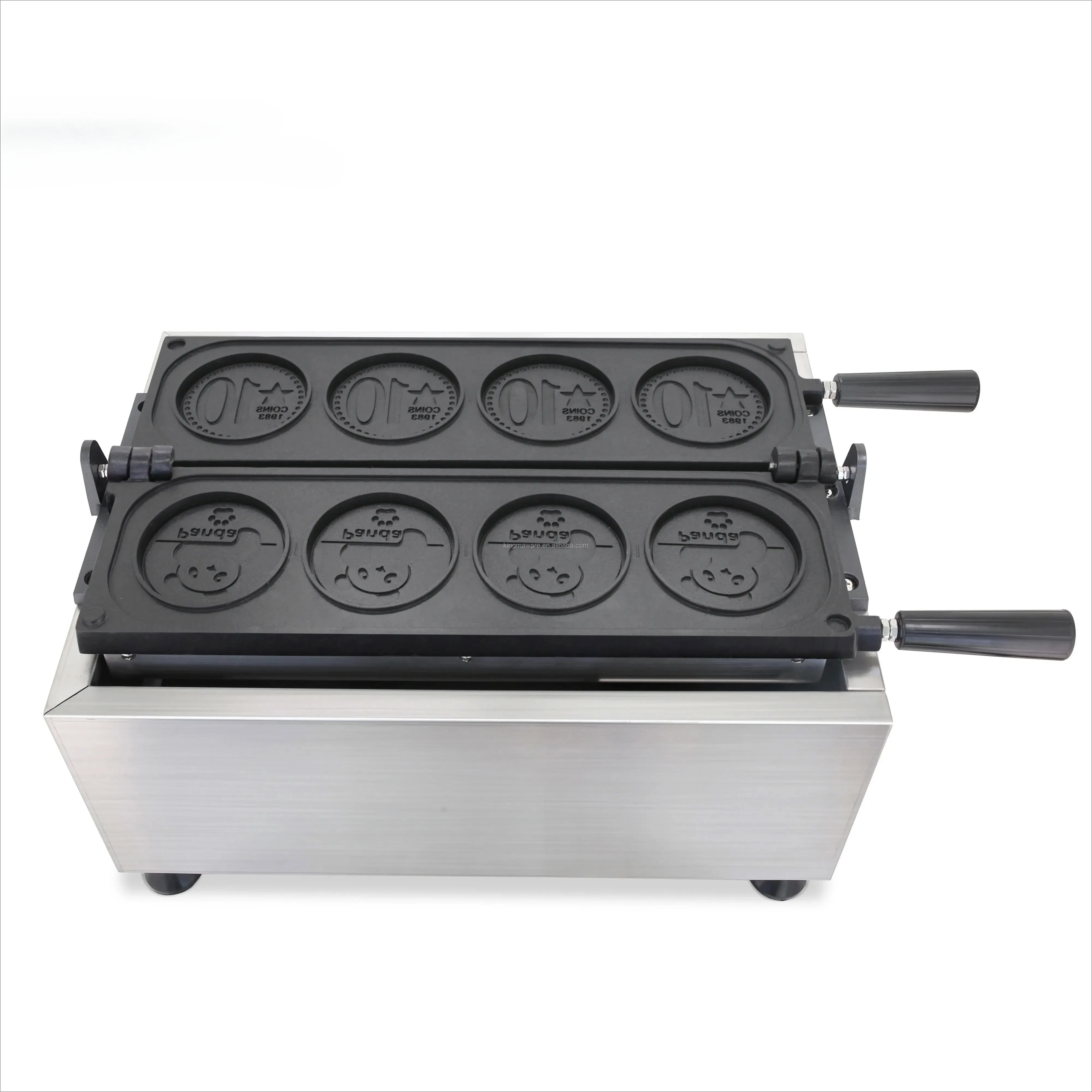 Commerical New coming 4pcs coin waffle maker hine round shape waffle hine Suitable for snack equipment