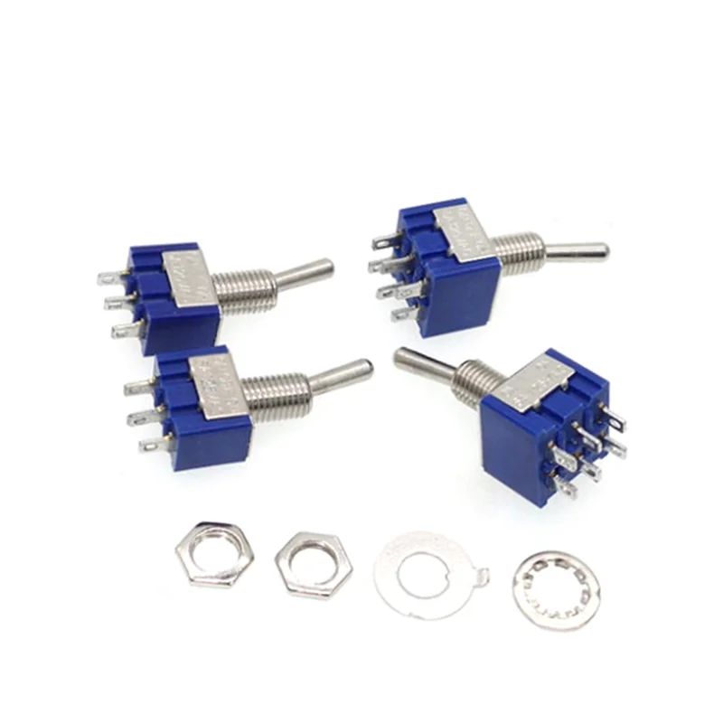 5Pcs Toggle Switch ON-OFF/ON-OFF-ON 3/6 Pin 2/3 Position Latching MTS-102 103 202 AC 125V/6A 250V/3A Power Button Switch Car