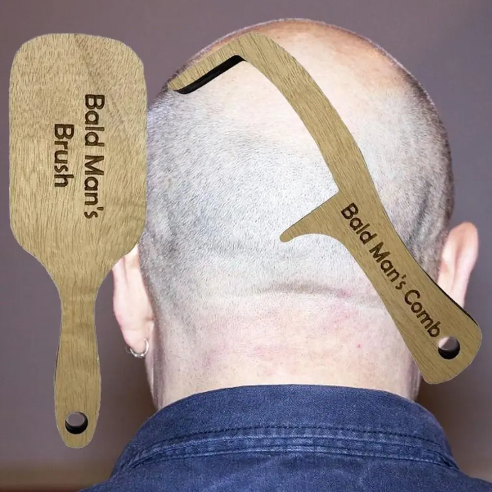 Funny Thinning Hair Gag Gift Comb Baldness Wooden Gag Hairloss Joke Gift Toothless Comb Bald Man Combing Brush Friends