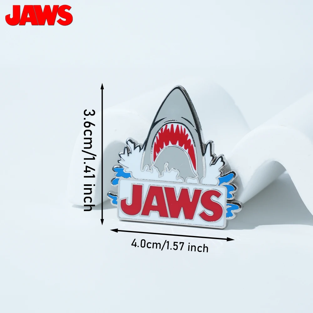 1PC JAWS Officially Licensed Zinc Alloy Enamel Pin Shark Design Novelty Jewelry Jacket Lapel Pin Anime Backpack Collectible view 3