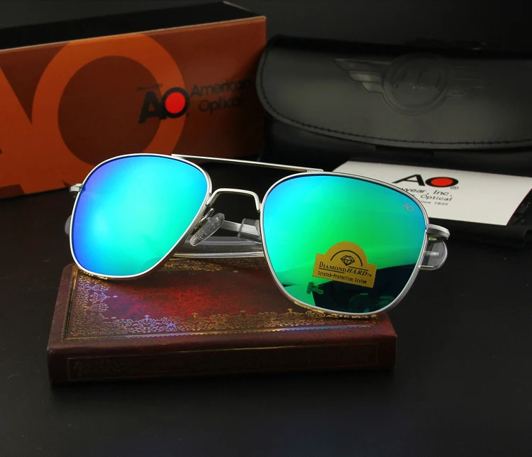 AO Sonnenbrille Mann USA Armee Militär Luftfahrt Pilot Sonnenbrille Glaslinse Frau Luxusmarke Retro Titan Rahmen Hohe Qualität – Detail 7