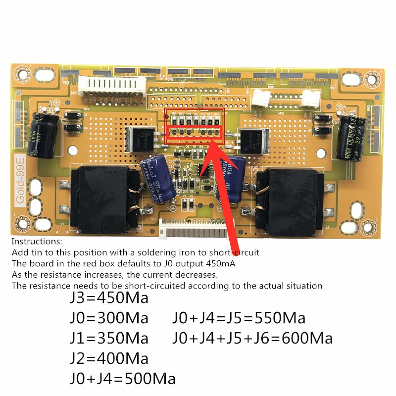 ユニバーサルLEDバックライトインバーター,出力1オーダー,32-65用,Gold-99E 80-480ma