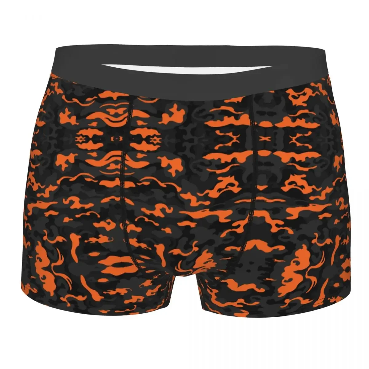 Custom Male Fashion Camo Style Black Orange Camouflage Men's Underwear Boxer Briefs Soft Shorts Panties Underpants