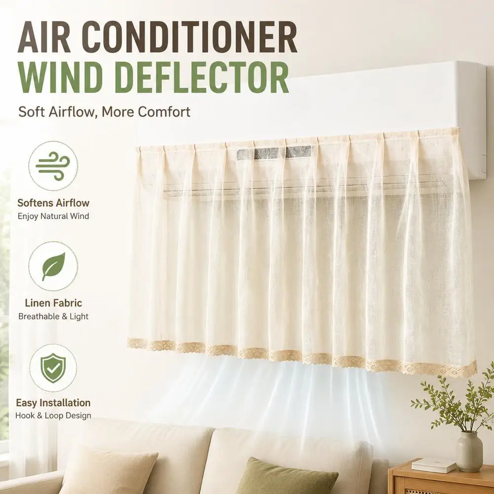 Summer Air Conditioner Windshield Curtain Washable With Tassels AC Wind Deflector Cover Indoor AC Wind Block Curtains