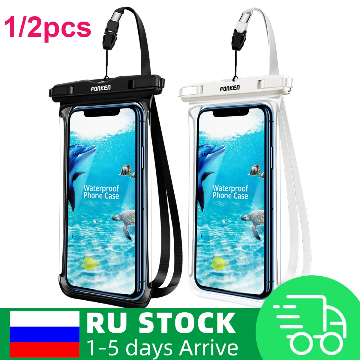 2PCS Mobile Waterproof Phone Case Swimming Dry Bag Water Proof Bag Underwater Case Mobile Phone Pouch Cover For iPhone 12 11 Pro