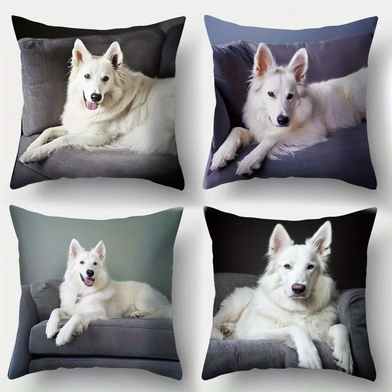 Decorative Husky Dog Lover Pillow Covers Set 4pcs Cute Puppy Throw Pillow Case Home Decor Cushion Gift 40x40cm Plush