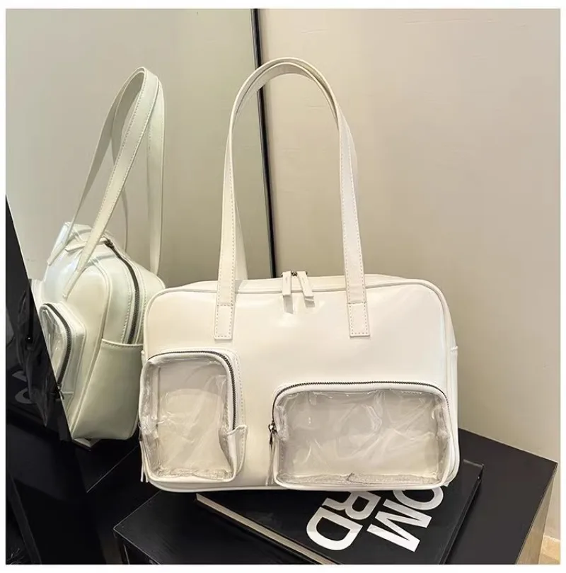 Novo transparente ita bolsos mujer grande capacidade bolsa de mão bolsos duplos sac femme axilas sacos ombro alta capacidade bolso