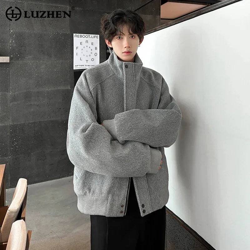 

LUZHEN 2025 Winter New Solid Color Elegant Temperament Woolen Jacket Men's Stylish High Quality Loose Casual Male Clothes JY5167