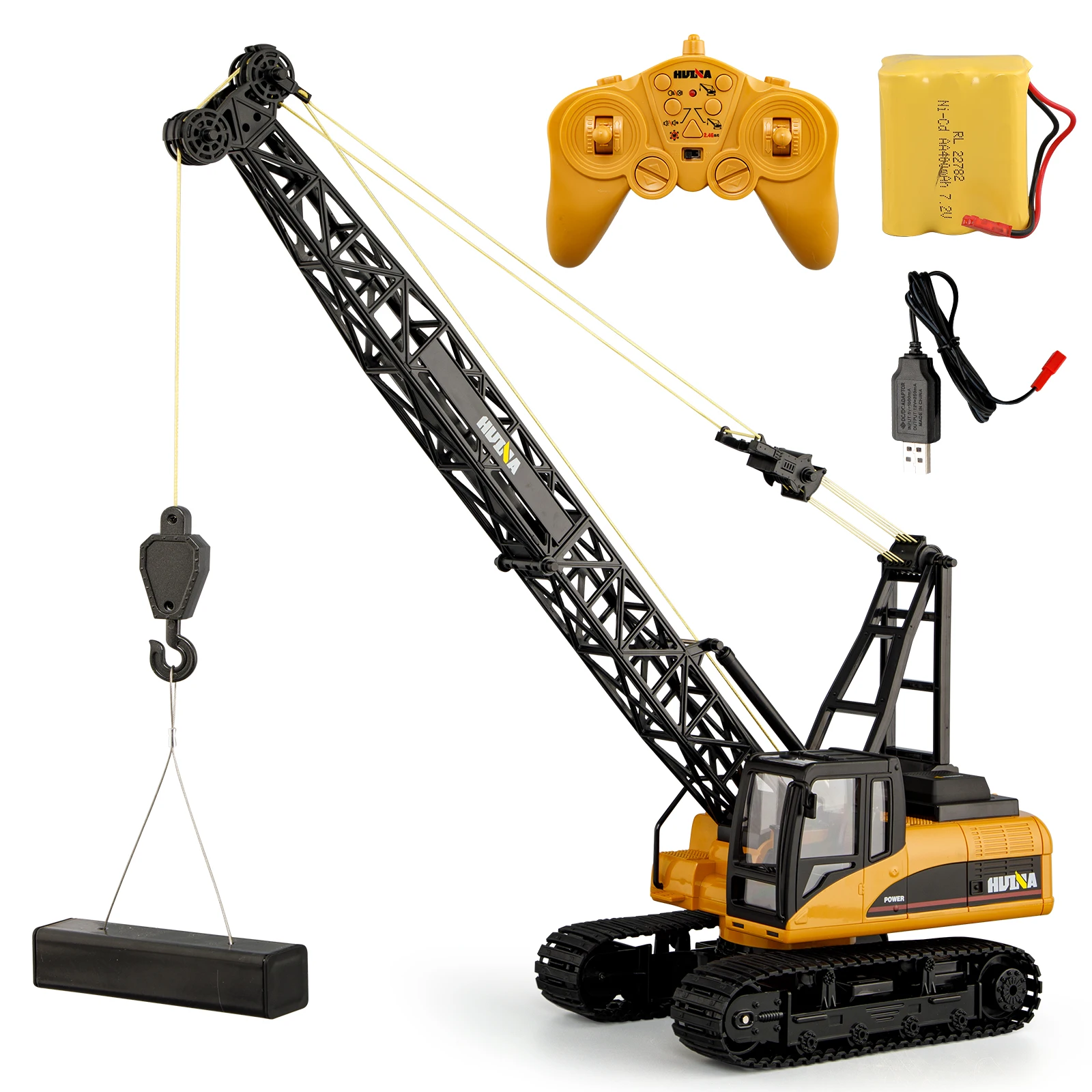 HUINA 1/14 RC Remote Control Alloy Crane Engineering Vehicle 2.4GHZ 15CH Wireless Remote Control Crane Model Boy Children\'s Toy