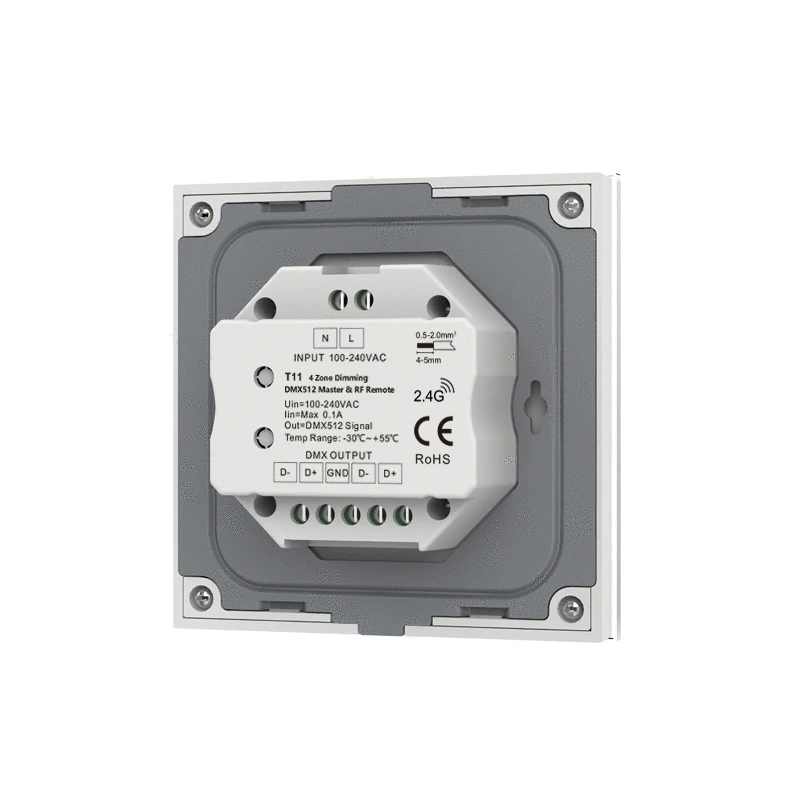 Imagem -02 - Nova Tira Conduzida Dmx512 Dimmer 220v Alta Tensão Montagem na Parede do Painel de Toque 2.4g rf sem Fio Única Cor Fita da Corda Dim Dmx Mestre