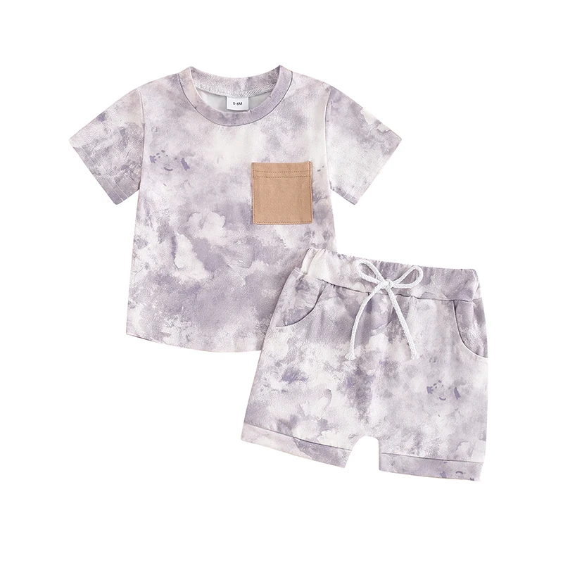 

Toddler Summer Clothes Baby Boy Tie Dye Short Sleeve T Shirt Elastic Waist Jogger Short Pants 2 Piece Summer Outfit