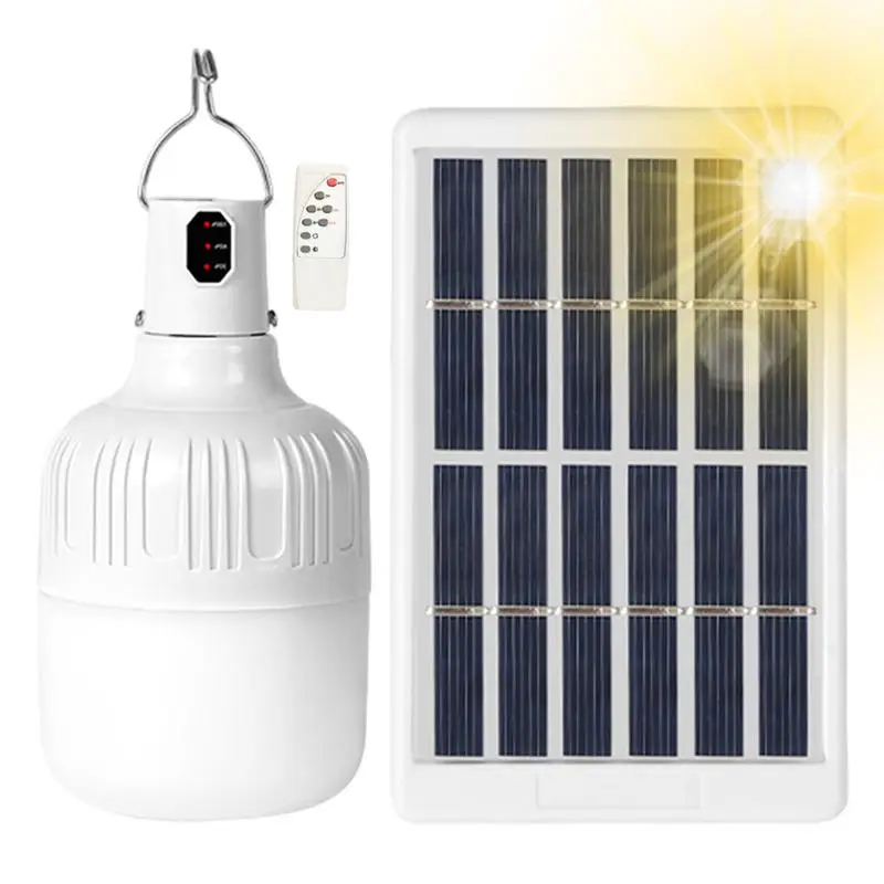 Solar Light Bulb Outdoor 3 Modes Solar Bulb Portable Bulb Adjustable LED With Timer Remote Batteried For Lawn Garden Yard