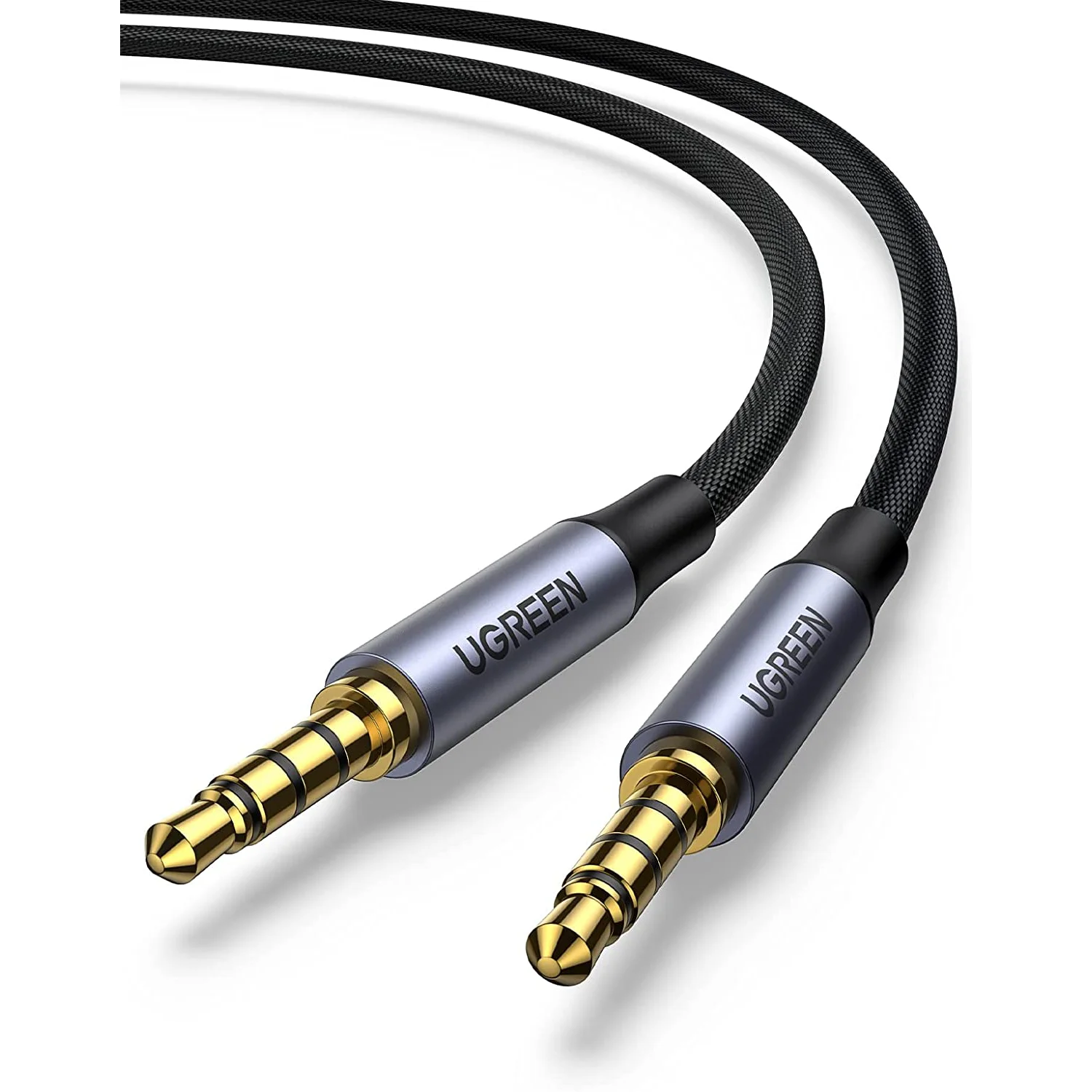 UGREEN كابل صوت 3.5 ملم من النايلون المضفر Aux Cord ذكر إلى ذكر كابل صوت ستيريو هاي فاي