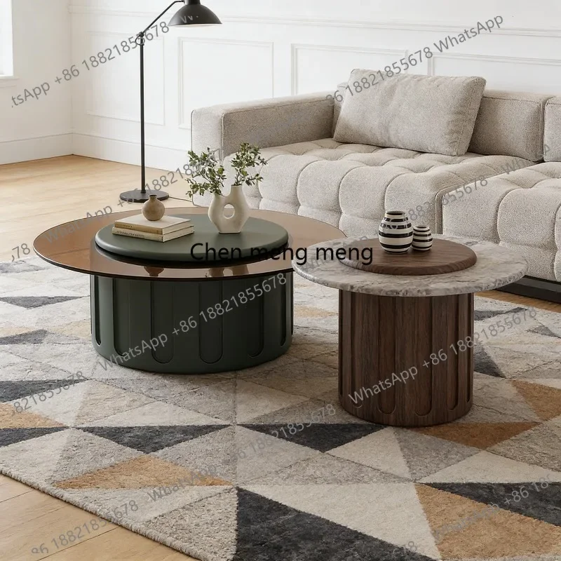 RR Simple Round Small Coffee Table Set Modern Creative Living Room Center Tables Sets Luxury Sofa Side Table for Home Office Ind