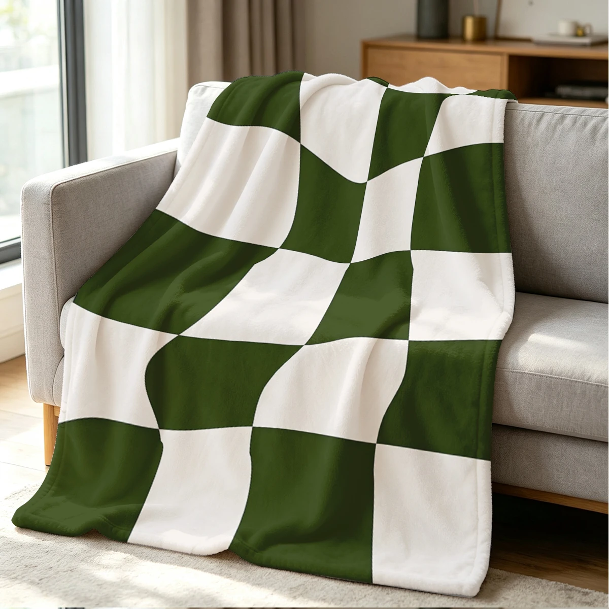 Distorted Grid Blanket Soft Cozy Throw for Sofa Bed Festive Holiday Decor Gift for Kids and Adults,Lightweight and Warm
