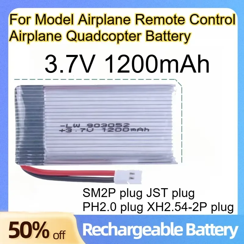 Lithium-ion Battery Built-in Protection Board 3.7V 1200mAh for Model Airplane Remote Control Airplane Quadcopter Battery